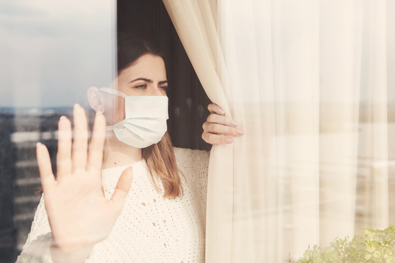 girl in quarantine with mask
