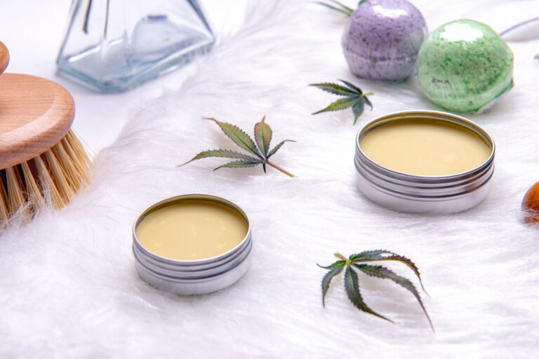 cannabis topicals with bath balms and brush